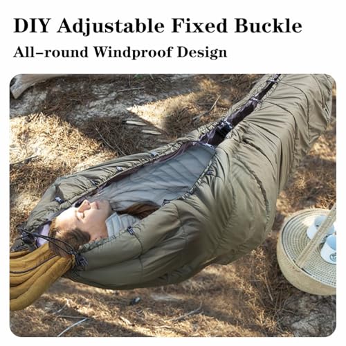 Hammock Underquilt Underblanket Winter Camping Poncho Warmth Small Quilt Blanket Olive Green Sleeping Bag Cloak Cape with Hat - Image 5