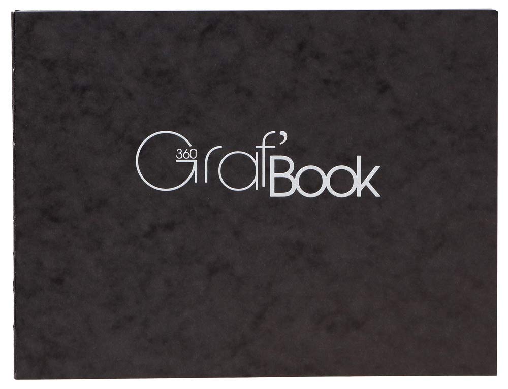 Clairefontaine 975805C - Taccuino cucito Graf'Book 360 ° 100 fogli 19x25 cm carta da disegno bianca 100 g - formato orizzontale