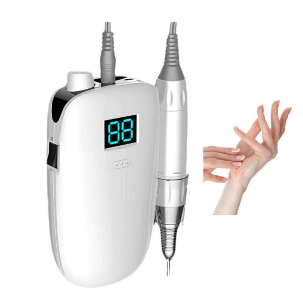 Lime per Unghie Elettriche, Kit Portatile Ricaricabile Trapano Pedicure Manicure Professionale 35000 Giri/Min per Unghie Acriliche Gel, Bianco