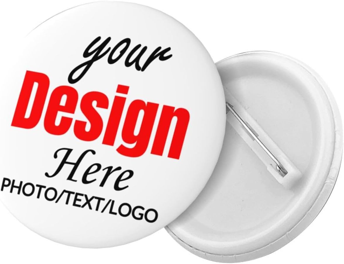 Custom Pins Buttons Bulk Add Your Logo or Photo Text Personalized Pinback Button Badges for Men Women Wedding Party