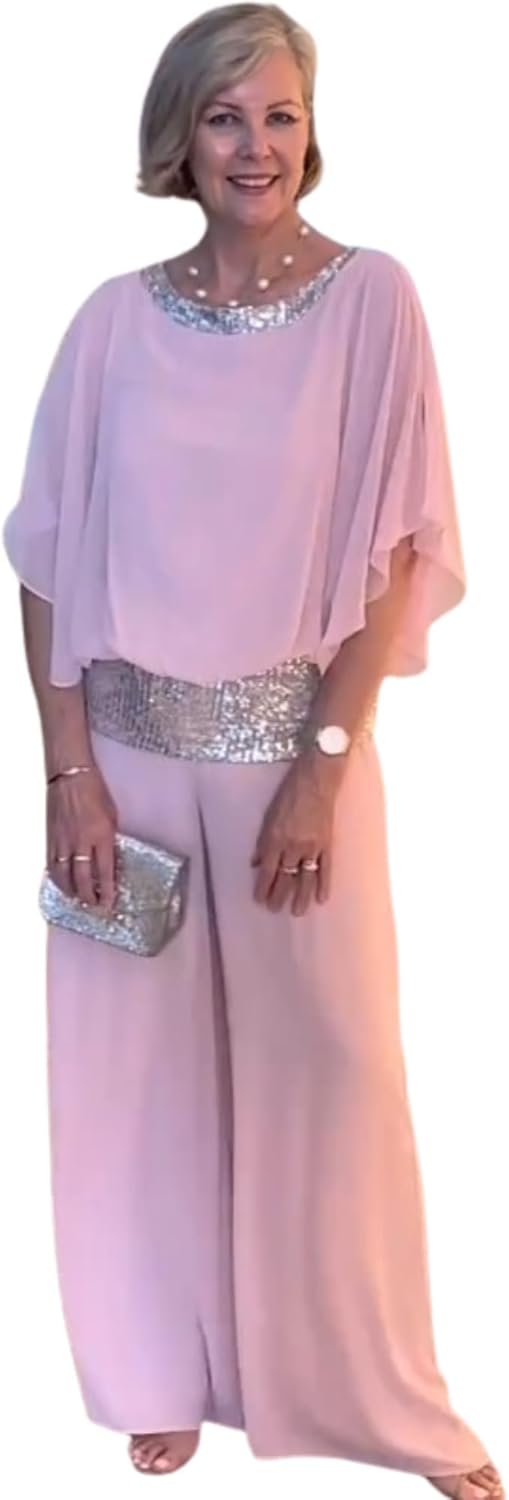Womens Sequin 2 Piece Wedding Guest Pant Loose Formal Pantsuit for Women Suits for ...