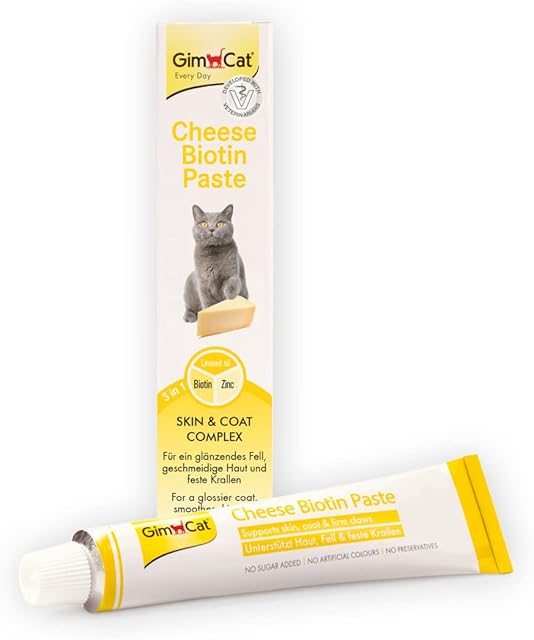 GimCat Cheese Biotin pasta serowa z biotyną - z aromatycznym serem, cynkiem i olejem lnianym dla sierści, skóry i pazurów - 1 tubka (1 x 50 g)