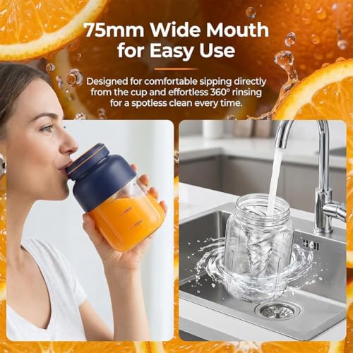 Image of 2026 Upgraded Portable Wireless Juicer Cup, 28 /45 Oz Cordless Electric Juicer Blender with 38 Blades, Leakproof Rechargeable USB-C Personal Blender for Ice Crushing Shakes Smoothies (White-45 Oz)