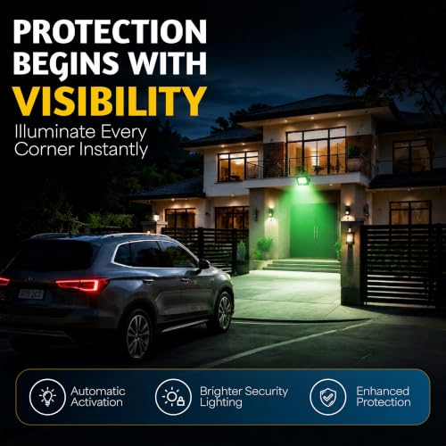Image of Forus 100W LED Flood Light Green with Motion Sensor Auto On Off Day Night Mode Waterproof Outdoor Security Light for Garden Parking Garage Factory Warehouse High Bright Floodlight 4Yr Warranty-1Pc