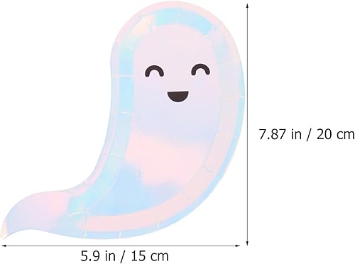 Miniatura 7 de Abaodam 40 platos de fiesta de Halloween, platos de papel desechables con forma de fantasma, plato de postre temático de Halloween, bandeja para