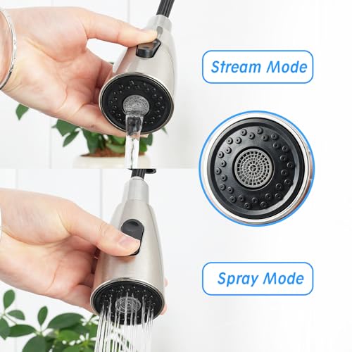 Torneira de cozinha, torneira de pia de cozinha com spray pull-down níquel escovado aço inoxidável m