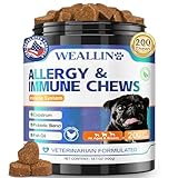 Dog Allergy Relief Chews, 200 Treats Anti-Itch Allergy Soft Chews for Dogs with Probiotics & Omega 3 Fish Oil, Itchy Skin Relief, Immune Support, Paw Licking Itchy Ears & Hot Spots, Seasonal Allergies