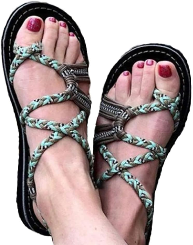 ORANDESIGNE Damen Sandalen – Römische Zehentrenner Mit Strass, Flach, Bequem Für Sommer & Strand