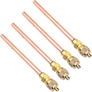 4-Piece Check Valve Set for HVAC and Refrigeration, 1/4" SAE One-Way Refrigerant Charging Valve with Brass Body and Thickened Seal, AC Repair Essential Accessories for R134a R410a R22
