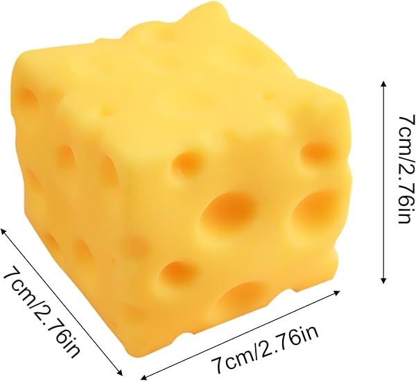 Big Cheese Squishy Square, Lovely Unbreakable Giant Cheese Block Squishy Fidget Toy Stress Ball, Cute Mochi1 Sensory Toy For Men Women Kids - 5