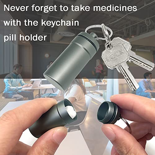 Image of 3 Packs Waterproof Aluminum Pill Fob Container, EFFIET Nitro Bottle Holder Nitroglycerin Pill Case Emergency Keychain Pill Holder for Medicine Organizer Dispenser (3 Packs Matt Finished)