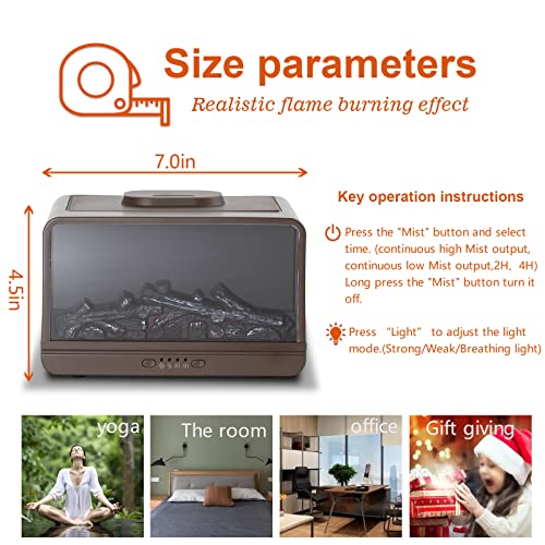 Leyoue Essential Oil Diffuser 300Ml Flame Fireplace Essential Oils Aromatherapy Diffuser Ultrasonic Original Cool Mist Humidifier Oil Diffuser Waterless Auto Off For Home Office Room,Spa. #TOP2