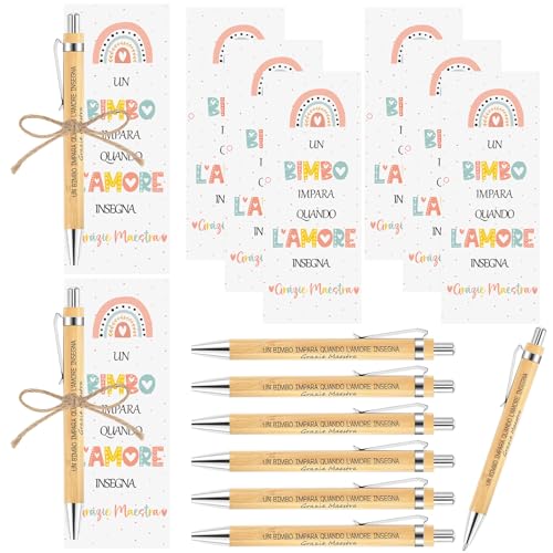 Clabby Kit Regalo per Insegnanti - 6 Penne in Legno,