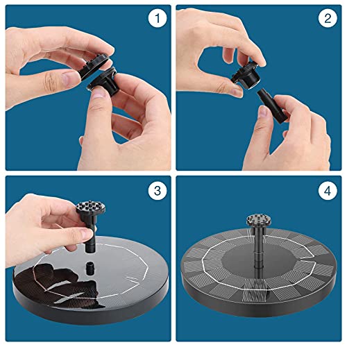 Aisitin 2.5W Solar Bird Bath Fountain Pump, Solar Fountain Pump For Bird Bath With 6 Nozzles, 6.7" Solar Powered Water Fountain Pump For Garden, Ponds, Pool, Fish Tank, Outdoor And Aquarium #TOP7