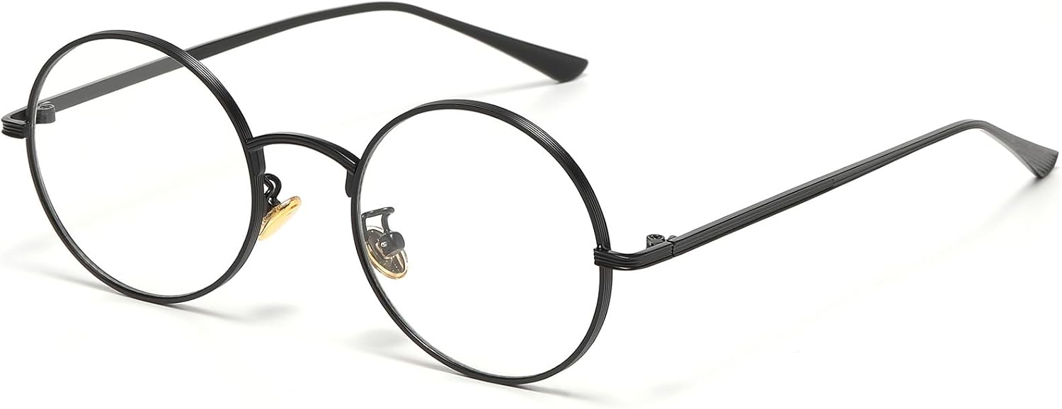 Classic Round Glasses for Women Men Retro Circle Clear Lens Non-Prescription Metal Frame Glasses