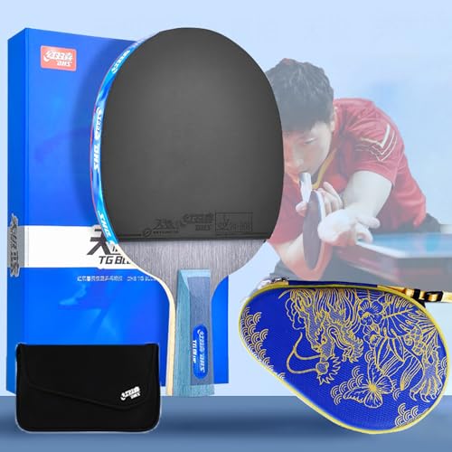 ping Pong Paddle TB06 Tianji Blue Racket, Tournament Configuration, 7-Layer Thick core Pure Wood Base Plate Makes Holding The Ball More Stable.(Color:Short)
