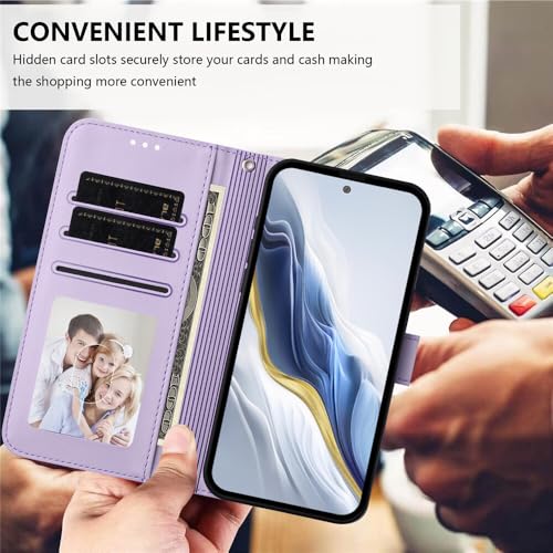 Étui portefeuille Oppo Reno 12 5G finition cuir rabat magnétique violet foncé
