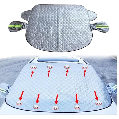 ZWBC Frontscheibenabdeckung für Mitsubishi Outlander 2005-2024, Sonnenschutz Frontscheibe Abdeckplane Abdeckung Frostschutzfolie 9 Magnet UV Schutz Frost,A/148 * 116cm