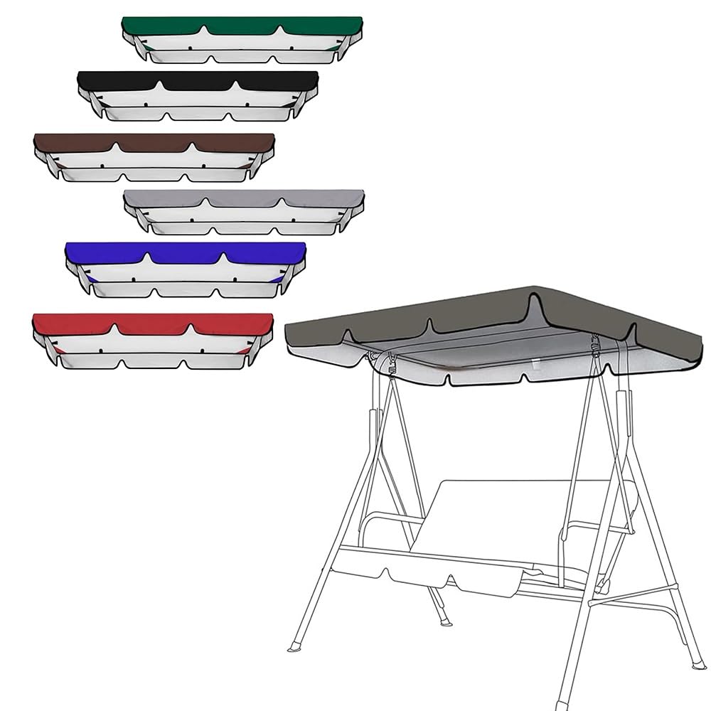 OPOLDBDMAC Patio Swing Canopy Replacement, 2/3 Seater Swing Seat Canopy Cover Heavy Duty Rip Proof Hammock Top Cover For Outdoor Patio Swings Top Waterproof Windproof(Gray,78x57in-200x145cm)