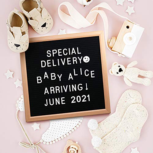 Quartet Felt Letter Board With Letters And Numbers, 10X10" Small Wooden Felt Board Letter Sign For Word Memo Message, 200 White Letters & Numbers Included, Baby Announcement Changeable Letter Board. #TOP2
