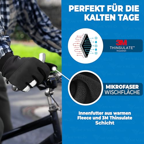 Mivelo Fahrradhandschuhe mit Thermo-Fleece und Touchscreen-Funktion