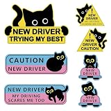 XFSRG 7 Stück Fahranfänger Magnetschild Katze Magnetschild Auto Katzen Magnetaufkleber Fahranfänger Aufkleber Warnschild Reflektierend Fahranfänger Aufkleberf Katze Kfz Aufkleber Fahranfänger Geschenk