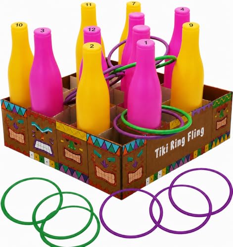 4E's Novelty Tiki Ring Fling Bottle Ring Toss Game Set