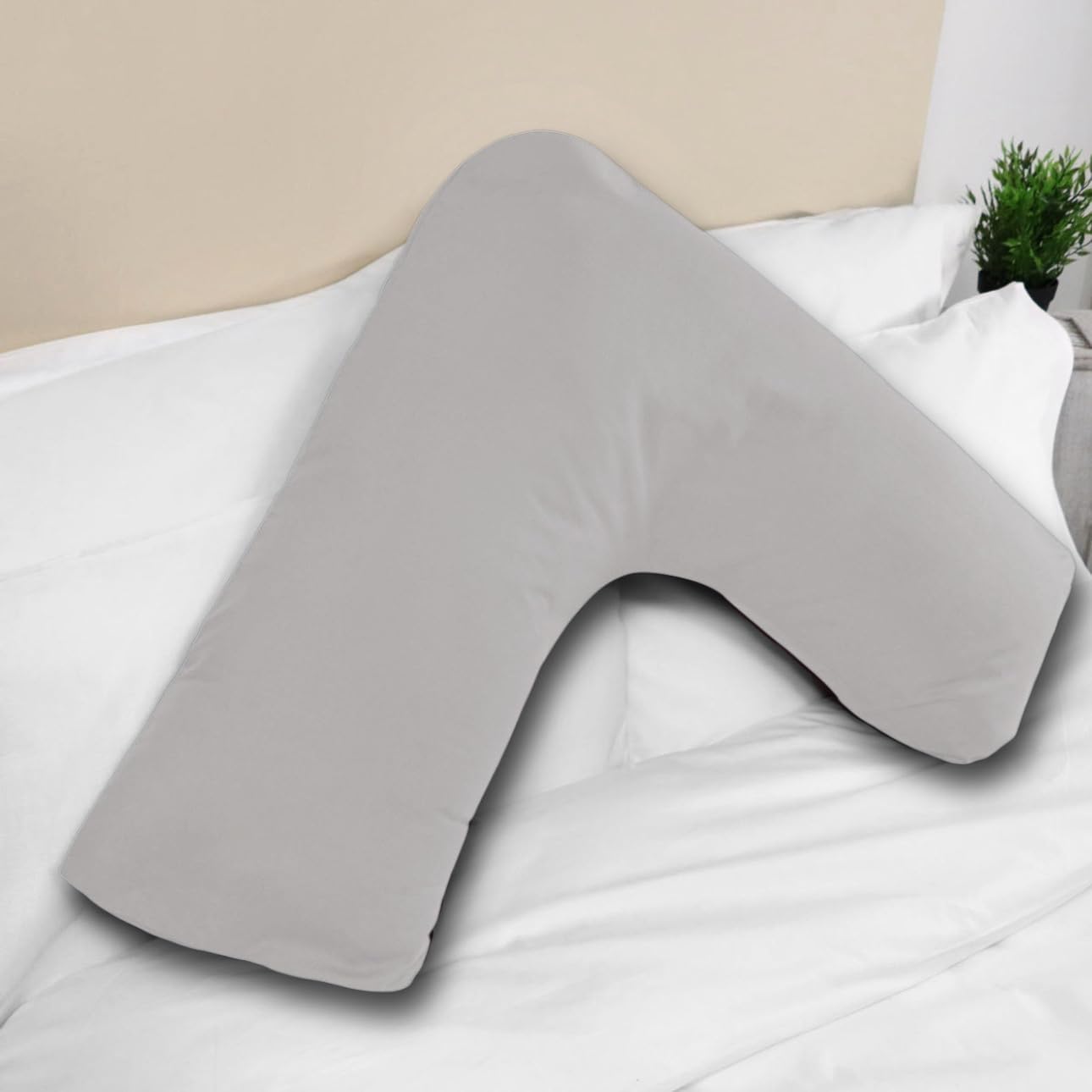 4All V Pillowcase V Cushion for Neck Back Maternal Support Pregnancy Pillow Side Sleepers For Restful Sleep Aid Nursing Orthopedic Knee Pillow (Grey)
