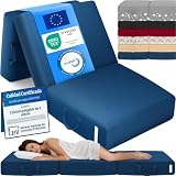 ELONEO Colchón Plegable, colchón para Invitados, colchón Plegable de 3 Piezas, Espuma Extra Gruesa (15 cm), Lavable, Plegable, Adultos (Azul, 75 x 195 x 15 cm)