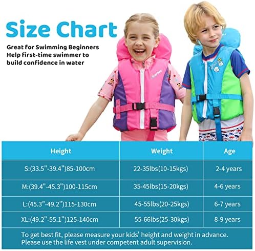 Swim Trainer Vest with Head Supportive, Adjustable Safety Strap, Kids swim vest, L, Up to 36 lbs