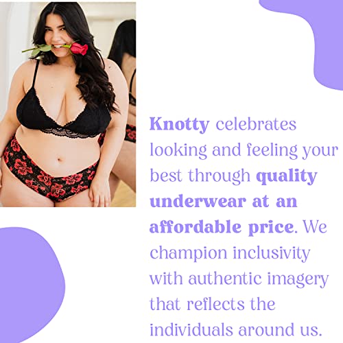 Knotty Underwear - Thongs For Women Pack Of 6 - Black Cotton Thongs For Women - Womens Underwear Packs And Plus Size Thongs #TOP5