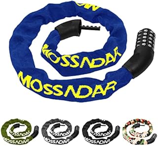 MOSSNDAR Bike Lock Heavy Duty, 8mm 100cm 940g Bike Lock Combination with 5-Digit Codes, Bike Locks High Security, Bike Chain Lock with Knitted Protective Sleeve, for Bicycle Lock Motorbike MTB Gate