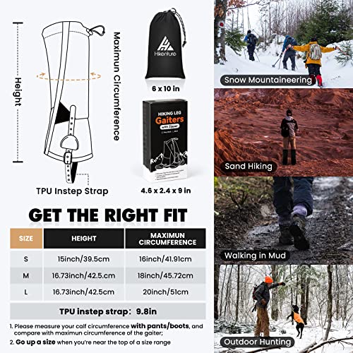 HIKENTURE Hiking Gaiters, Waterproof Leg Gaiters with Zipper for Men Women by HIKENTURE - Used condition - Image 4