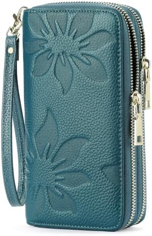 GOIACII Women's Wallet RFID Blocking Leather Wristlet