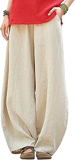 Women's Casual Loose Baggy Linen Summer Thin Cropped Pants
