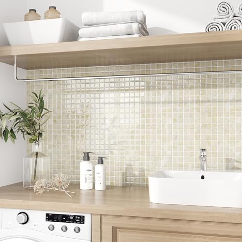 Miniatura 5 de Veelike Azulejos De Pared Autoadhesivos Beige Azulejos Cuadrado Mosaico Adhesivos Cocina Vinilo Adhesivo Baldosas Adhesivas Pared Baño Impermeables Baldosas Adhesivas Pared 30,5 Cmx30,5 Cm 6 Piezas
