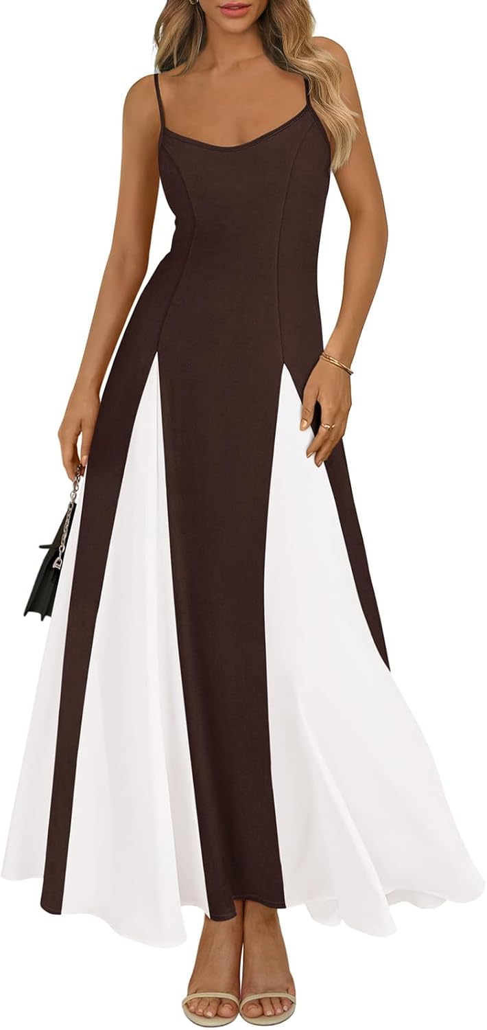 PRETTYGARDEN Spaghetti Strap Backless Spring Dresses for Women 2026 Flowy Maxi Dresses Sleeveless Wedding Guest Dress