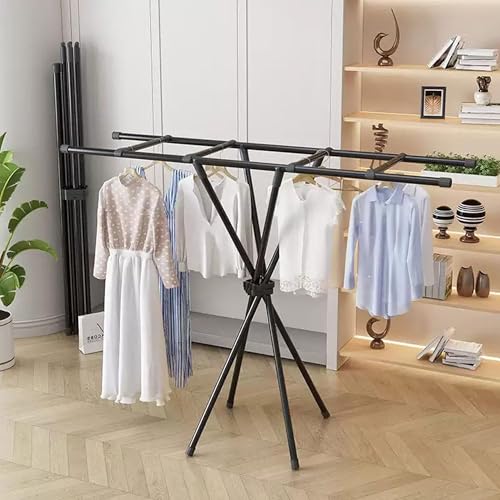 ALOXE Foldable Clothes Drying Stand for Home | Portable Cloth Dryer Stand | Balcony & Indoor Outdoor Laundry Rack (Tripod Design-Black)