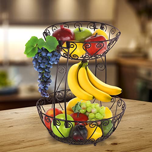 Simple Houseware 2-Tier Countertop Fruit Basket Bowl Storage, Bronze #TOP4
