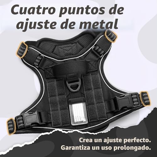 Miniatura 3 de Rabbitgoo Arnes Perro Antitirones, Arnes Perro Mediano Grande Transpirable, Arnes Táctico Perro Ajustable Con Asa Anillos Y Molle, Chaleco Durable Reflectante Para Adiestrar Caminar Cazar, M, Negro