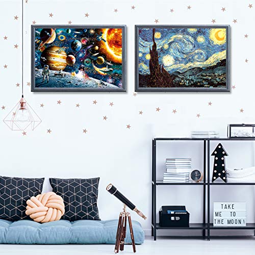 HOMOFY Puzzles for Adults(1000Pcs x 2) Jigsaw Puzzles for Adults Large Jigsaw Puzzle Space&Starry Night 19.7"x29.5" with 2 Colorful Poster Challenging Puzzle Toy Gift for Kids Age 3+