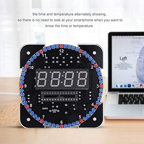 S Erounder 4-Digital Diy Electronic Clock Kit, Multi-Function Light Control Rotation Digital Led Temperature & Time Display Tool Set With Installation Accessories For Soldering Practice(Green-02) #TOP4