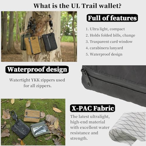 Shoebill Compact Outdoor Wallet with ID Window & Carabiner Lanyard – X-PAC, Water Repellent, Zippered, Lightweight(Yellow)2