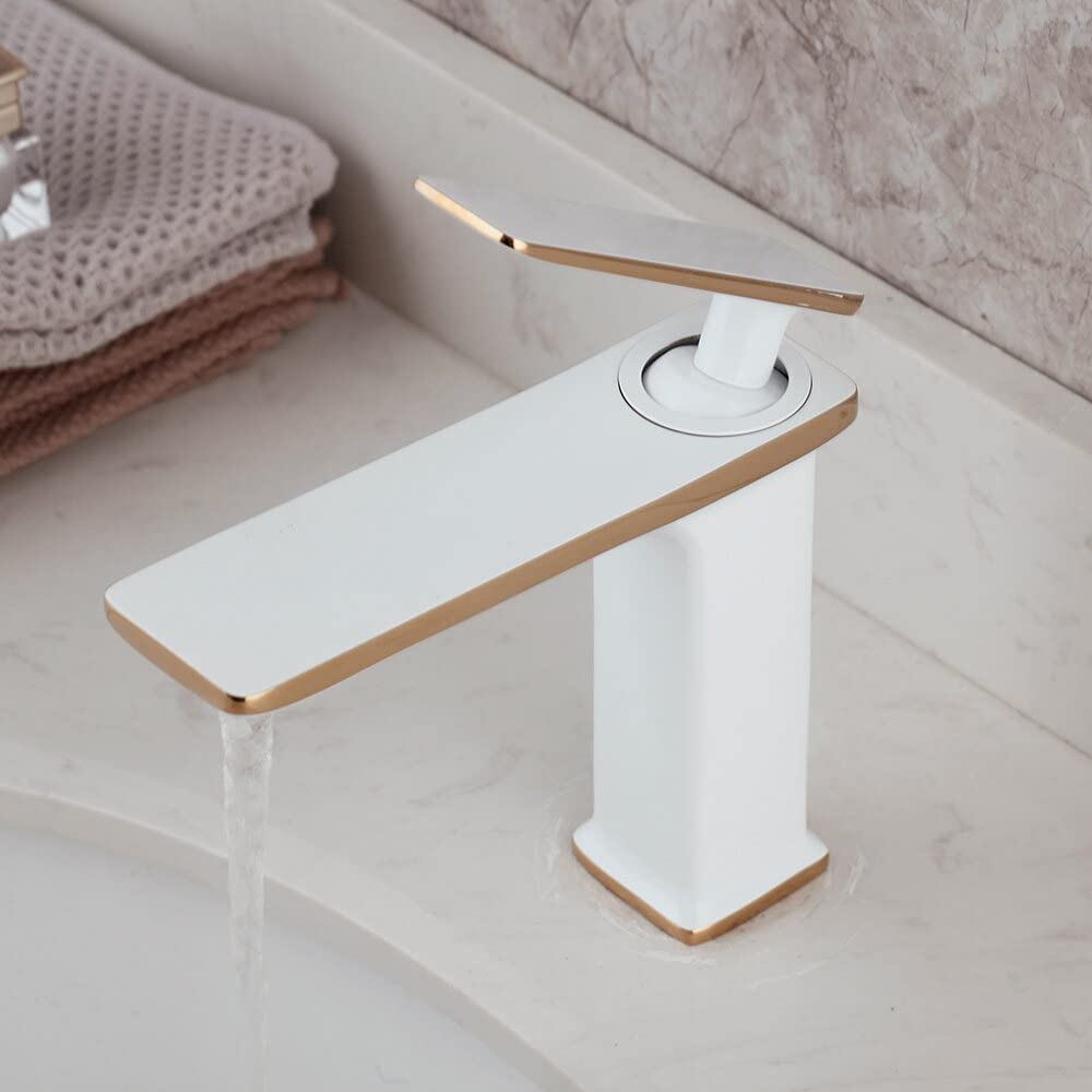 Mitigeur de salle de bains blanc pour vasque et lavabo moderne