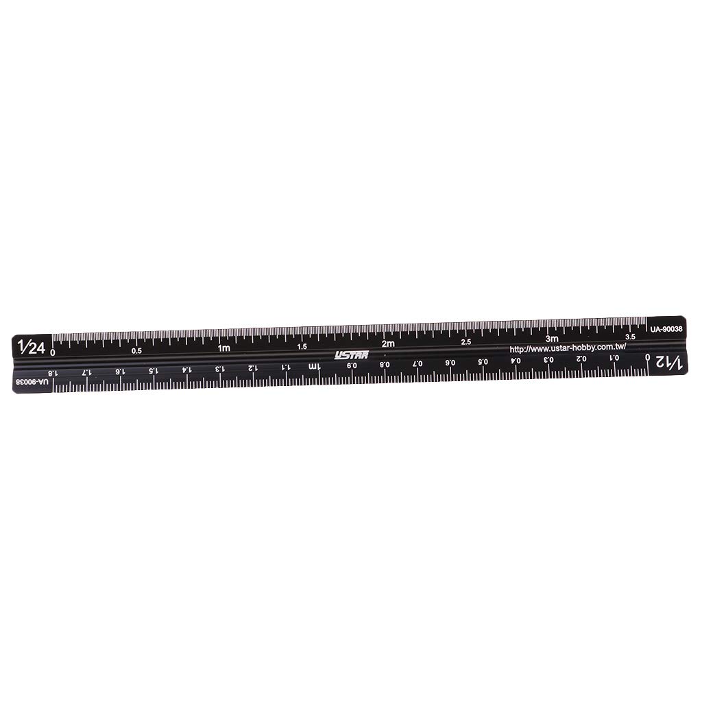 Règle Triangulaire UA-90038 – 17 Cm – Échelles 1/12, 1/24, 1/32, 1/35, 1/48, 1/72 – Métal – Modélisme