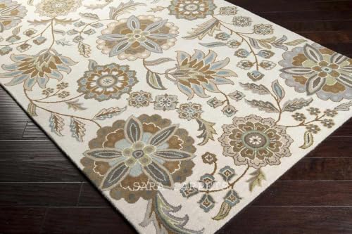 Image of Modern Abstract Hand Tufted Wool Floor Carpet for Home decore Living Room|Home and Bedroom & Hall 6x6 feet (180 x 180cm) Beige H43