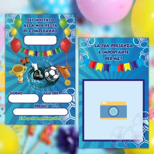 20 Inviti Compleanno Premium - Cartoncino 300gr Con Tema Palloncini Blu - Stampa Professionale - Foto 7