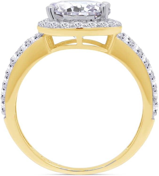 Center 8MM Round Cut White Cubic Zirconia Split Shank Halo Design Engagement Ring In 14k Gold Over Sterling Silver Jewelry For Women