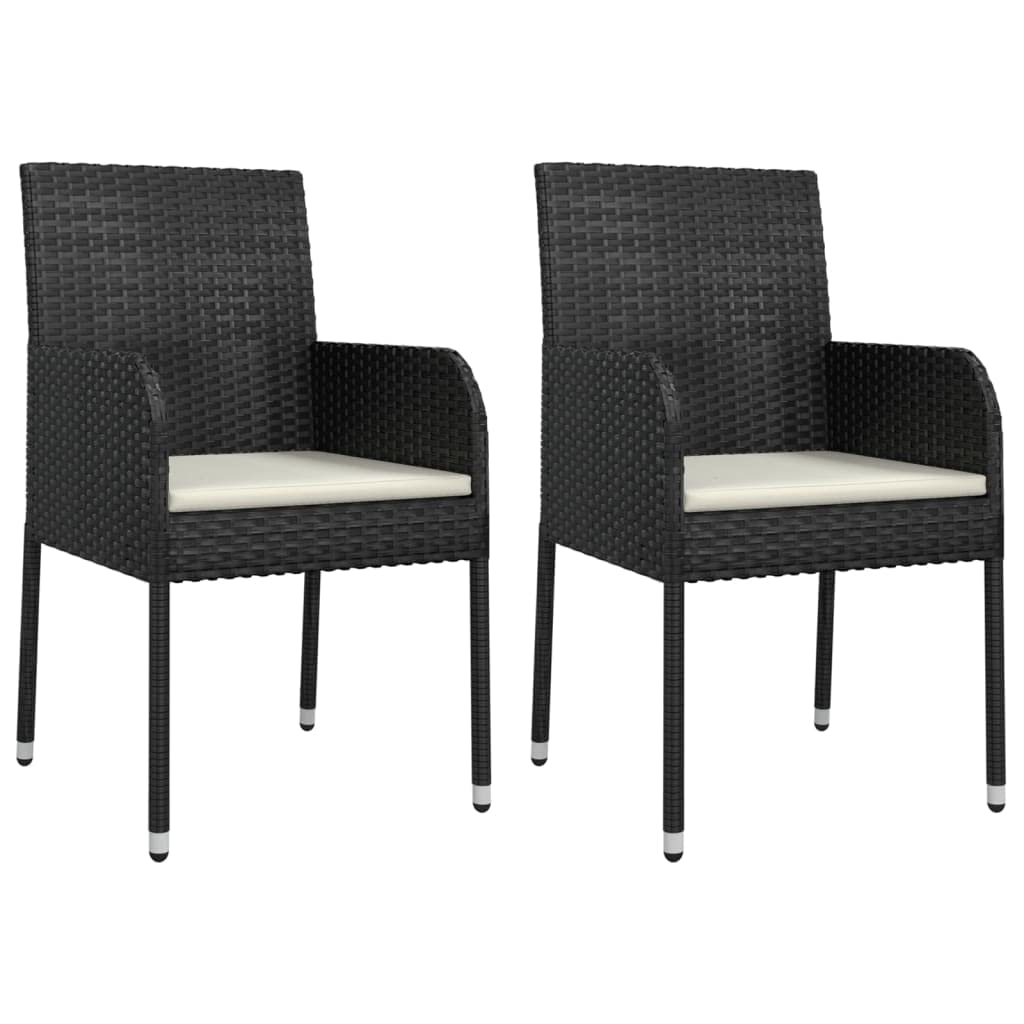 Chaises de jardin en polyrotin noir robustes qui résistent aux intempéries