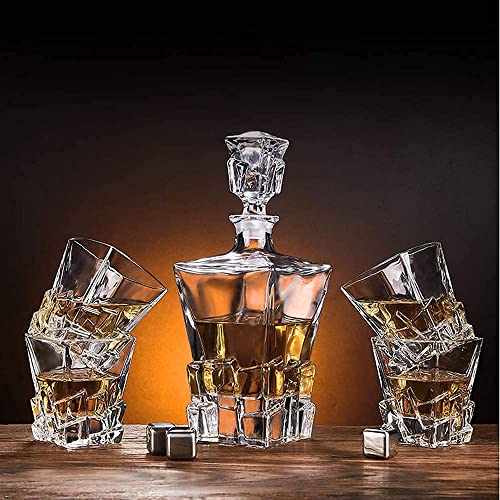 Image of Crystal Clear 7 Pcs Decanter and Glasses Set- Stylish 1 Decanter 800ML and 6 Pcs Glass Set 320ML- Perfect for Whiskey, Scotch, Wine, Vodka, Tequila, Rum